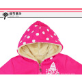 dotted coats pink clothes baby girls 4-14 years old winter jackets warm good quality hoodies children coats with fur